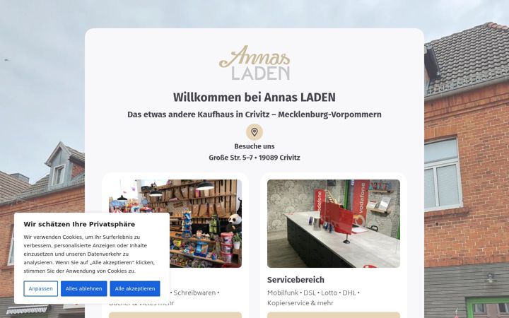 Screenshot of annasladen.de