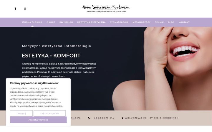 Skærmbillede af annasobocinska.pl