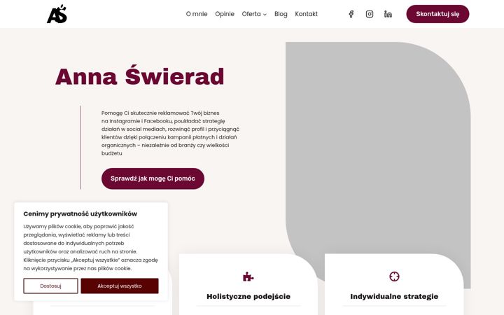 Screenshot of annaswierad.pl