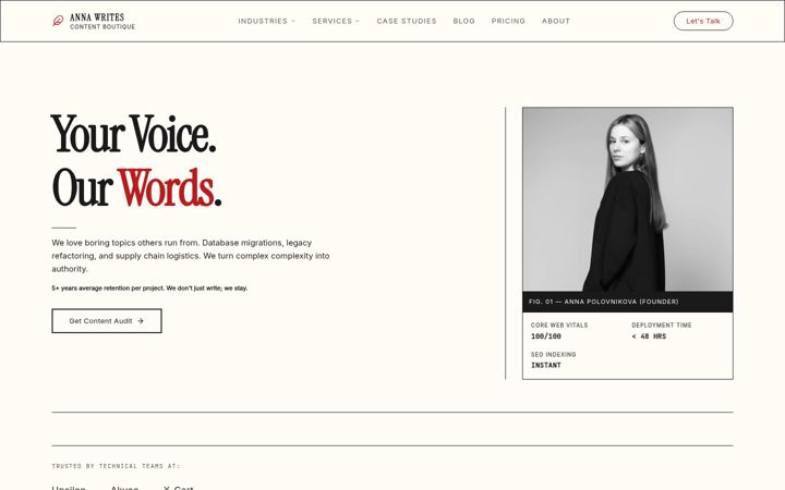 Screenshot of annawrites.io