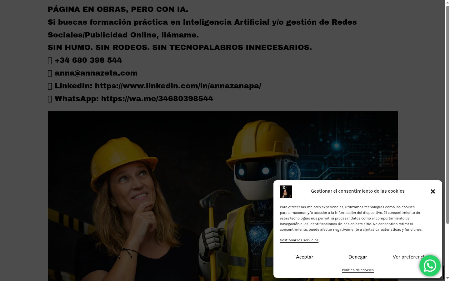 Posnetek zaslona pasice za privolitev, prikazane pred kakršno koli interakcijo