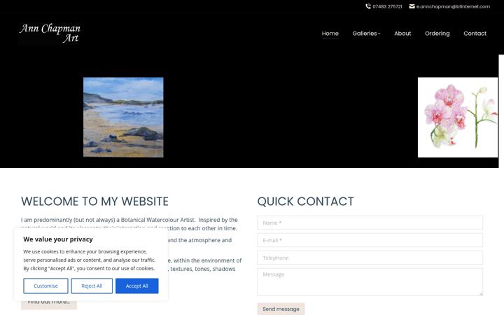 Screenshot of annchapmanart.co.uk