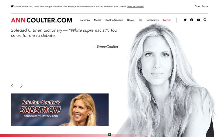 Screenshot of anncoulter.com