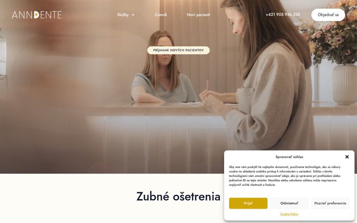Snímek obrazovky anndente.sk