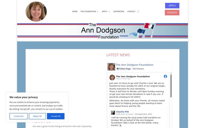 Zrzut ekranu anndodgsonfoundation.co.uk