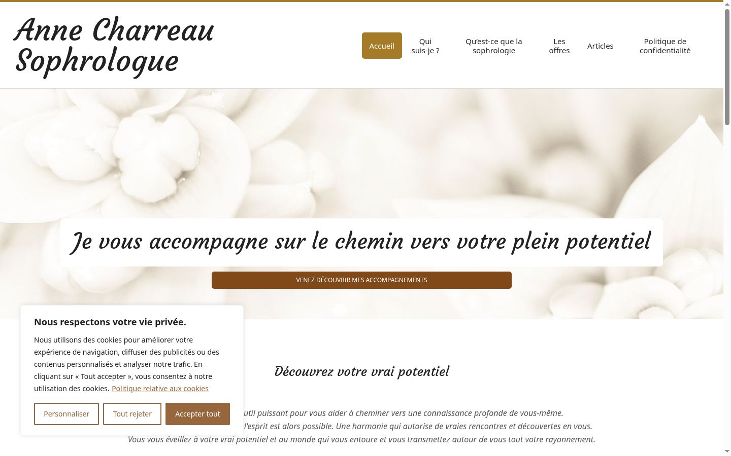 Screenshot del banner di consenso mostrato prima di qualsiasi interazione