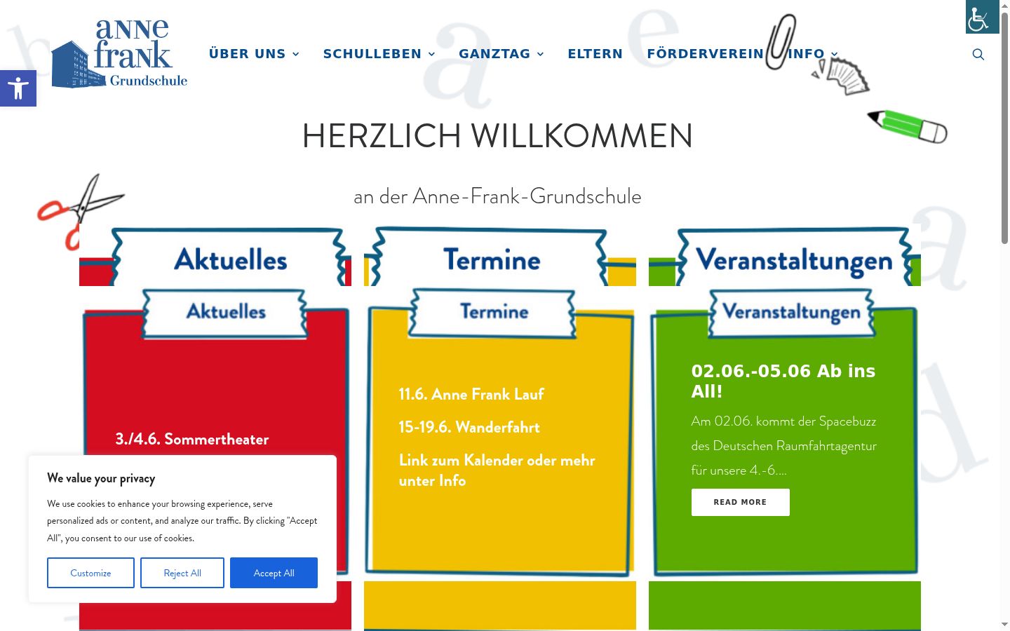 Screenshot des Einwilligungsbanners vor jeglicher Interaktion
