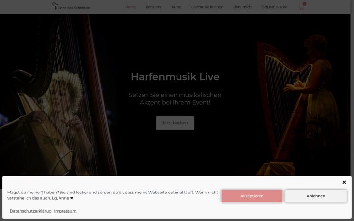 Screenshot of anne-harfe.de