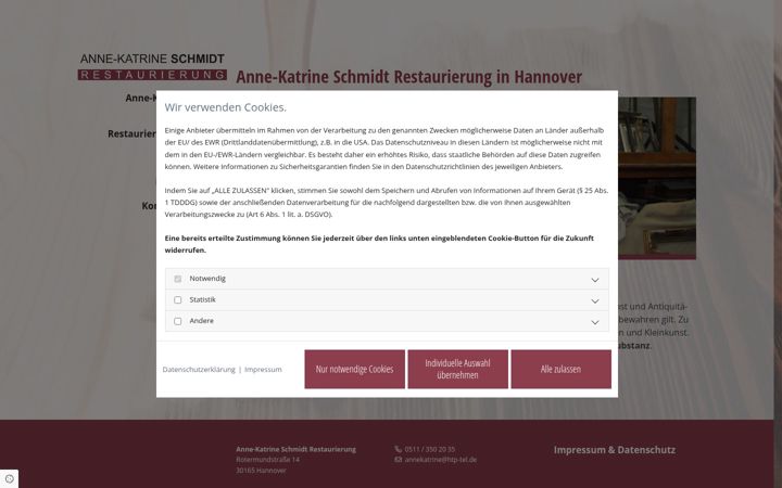 Screenshot of anne-katrine-schmidt-restaurierung.de