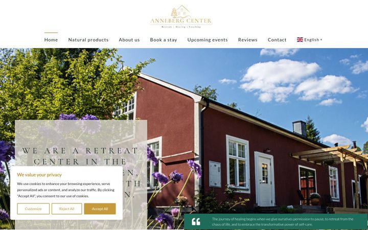 Screenshot of annebergretreatcenter.com