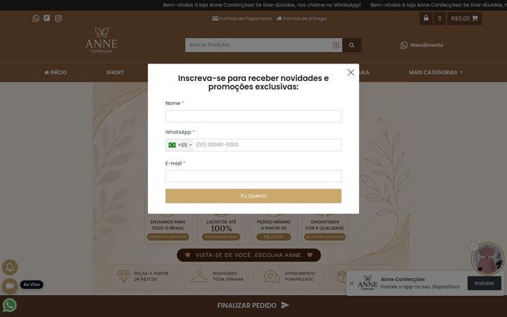 Captura de pantalla de anneconfeccoes.com.br