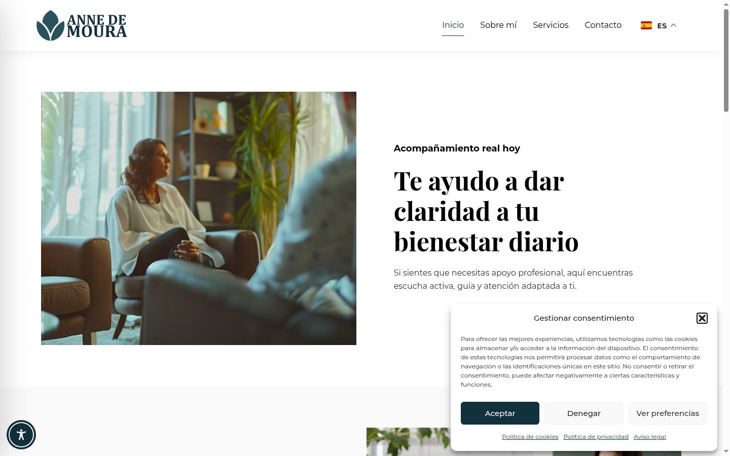 Capture d'écran de la bannière de consentement affichée avant toute interaction
