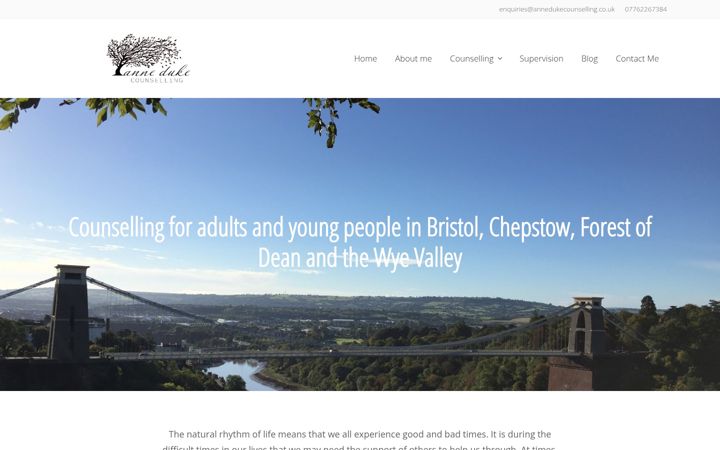 Screenshot of annedukecounselling.co.uk