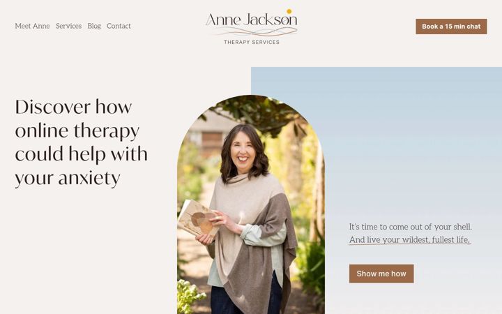 Screenshot of annejacksontherapy.com