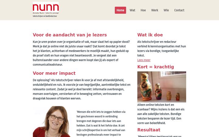 Screenshot of annekenunn.nl
