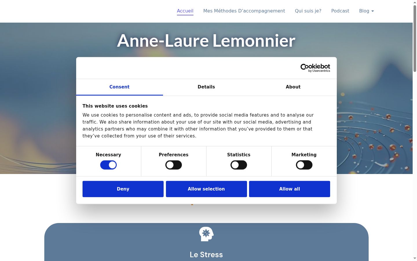 Screenshot of the consent banner shown before any interaction