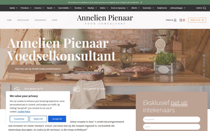 Screenshot of annelienpienaar.co.za