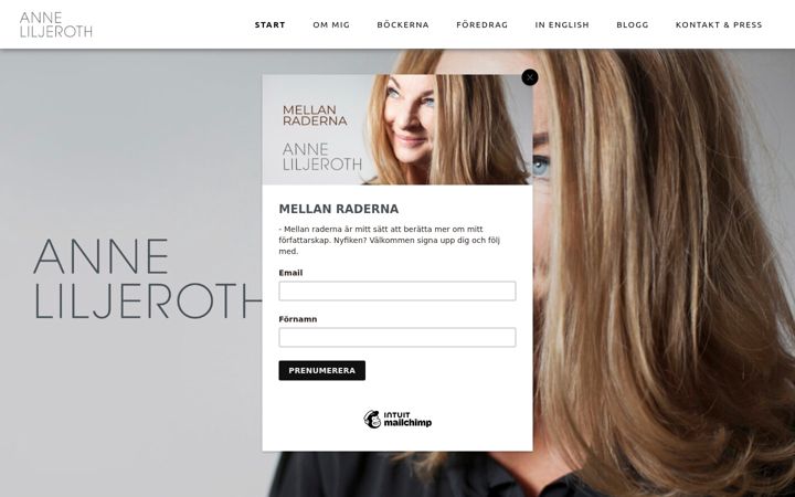 Screenshot of anneliljeroth.se