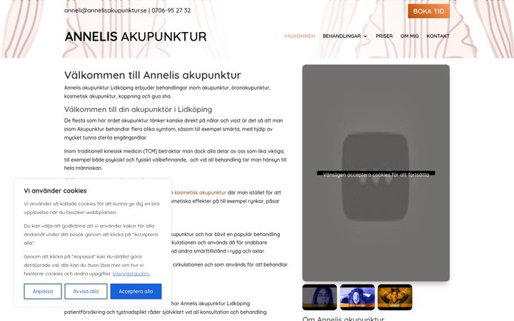 Captură de ecran a annelisakupunktur.se