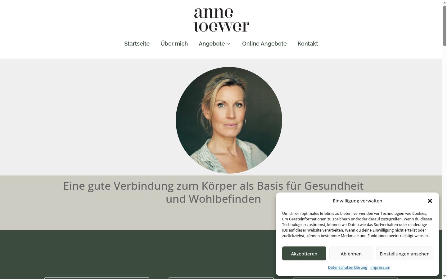 Screenshot des Einwilligungsbanners vor jeglicher Interaktion