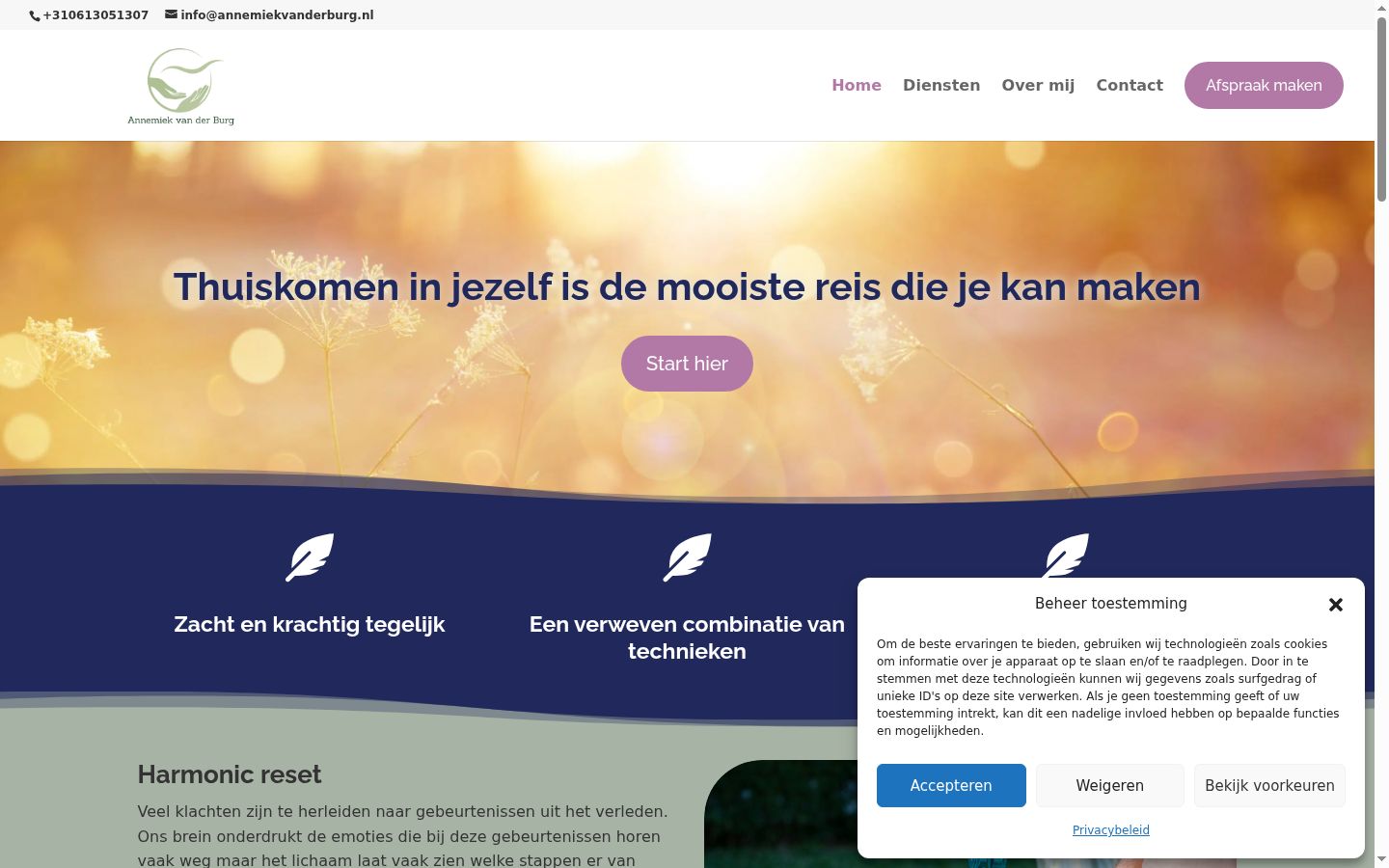 Screenshot van de toestemmingsbanner zoals getoond vóór enige interactie