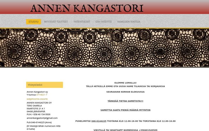 Screenshot of annenkangastori.fi