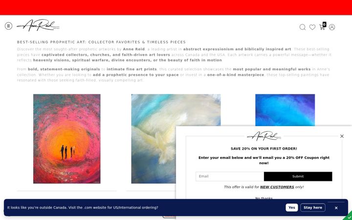 Screenshot of annereidartist.ca
