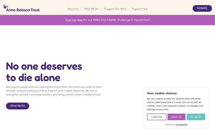 Screenshot of annerobsontrust.org.uk
