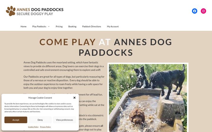Screenshot of annesdogpaddocks.co.uk