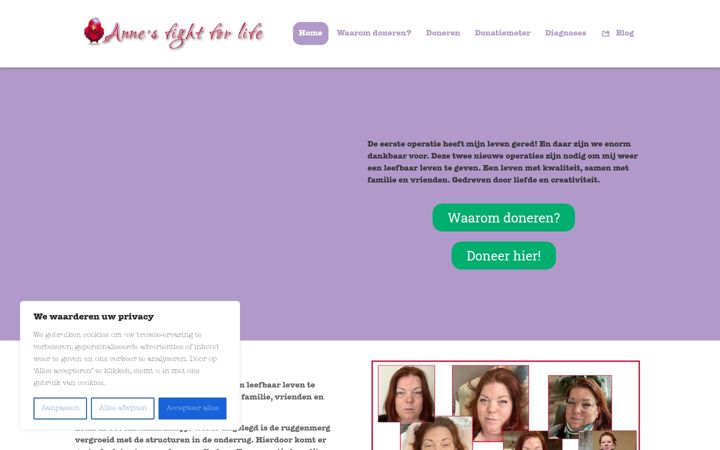 Captura de ecrã de annesfightforlife.nl