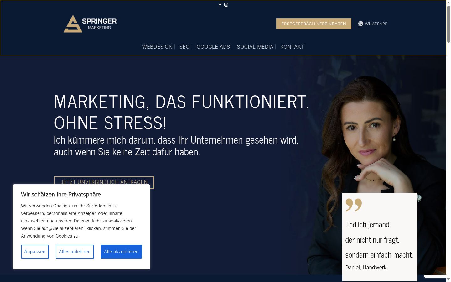 Screenshot of the consent banner shown before any interaction