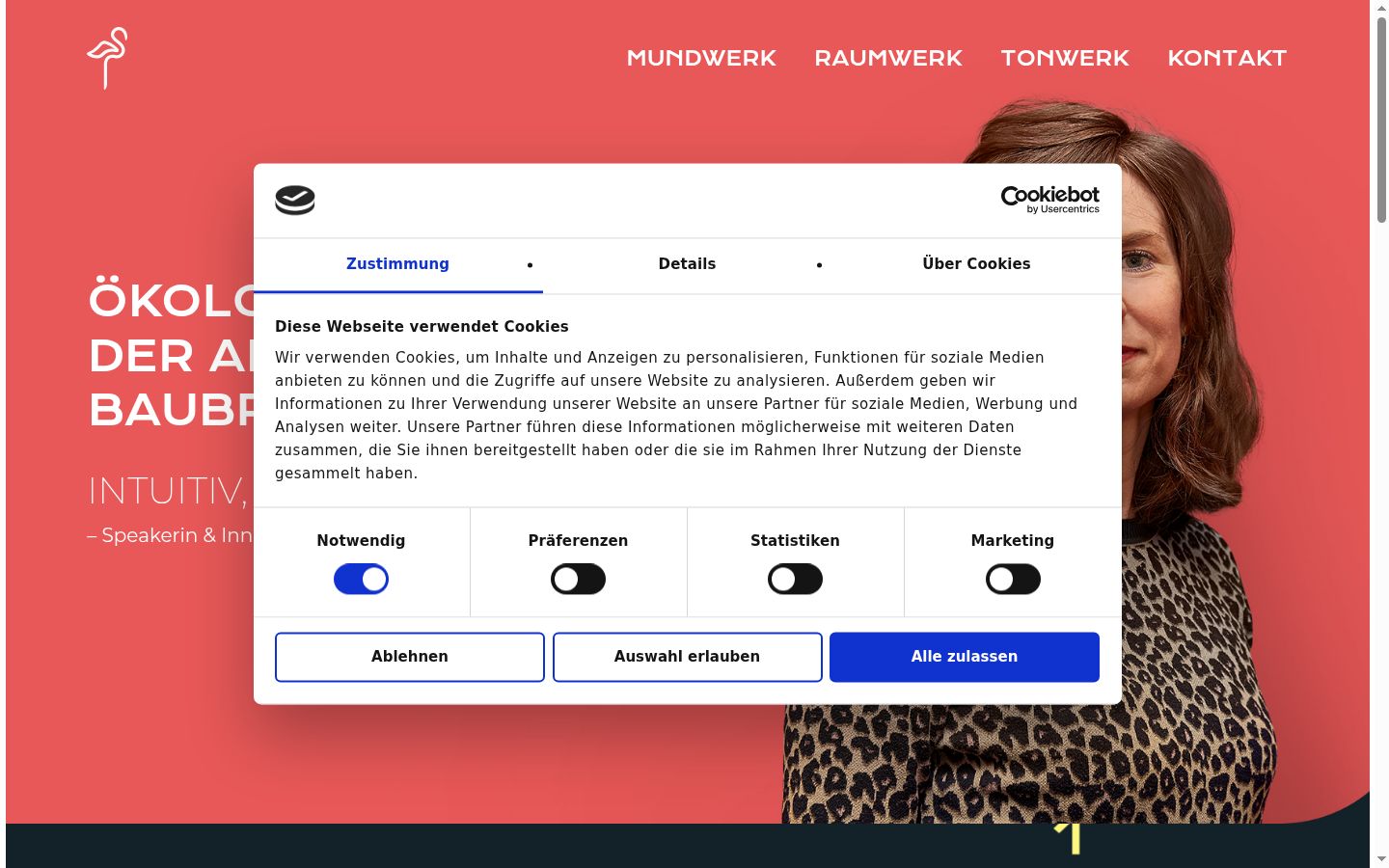 Screenshot des Einwilligungsbanners vor jeglicher Interaktion