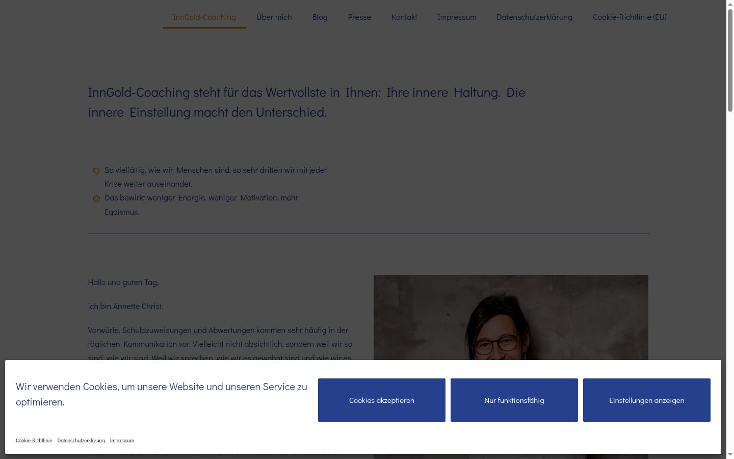 Screenshot del banner di consenso mostrato prima di qualsiasi interazione
