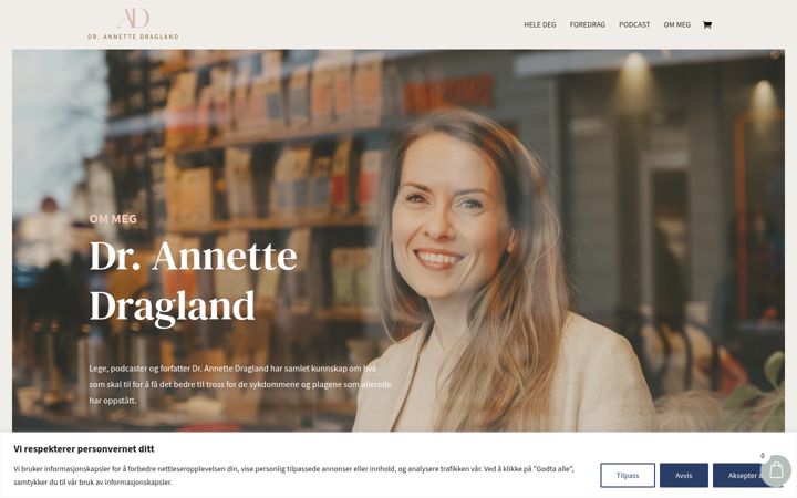 Screenshot of annettedragland.no