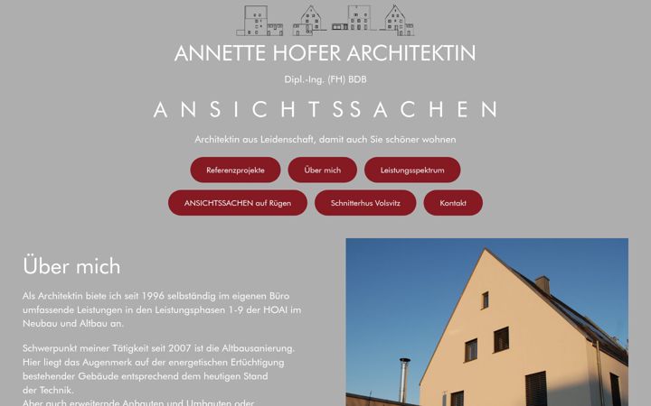 Snímek obrazovky annettehofer.de