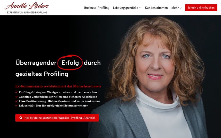 Screenshot of annettelueders.de