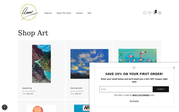 Screenshot of annewinslow.art