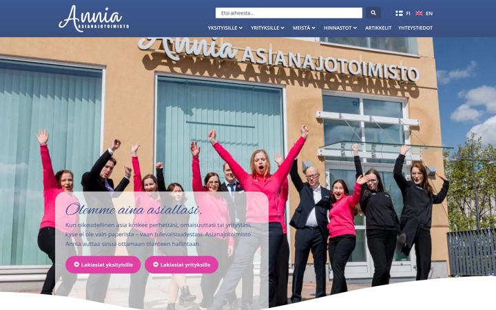 Screenshot of annia.fi