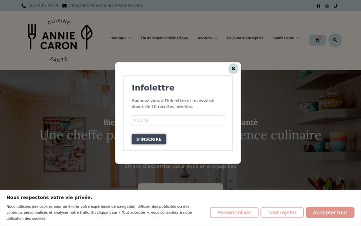 Screenshot stránky anniecaroncuisinesante.com