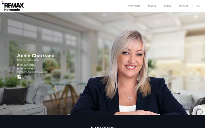Screenshot stránky anniechartrand.com