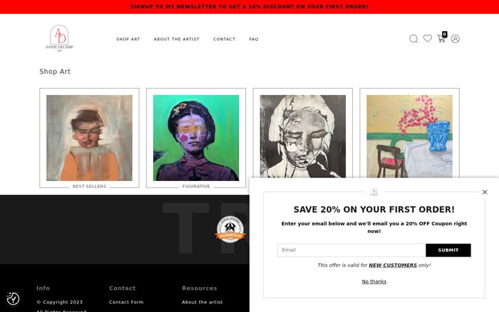Screenshot stránky anniedecampart.com