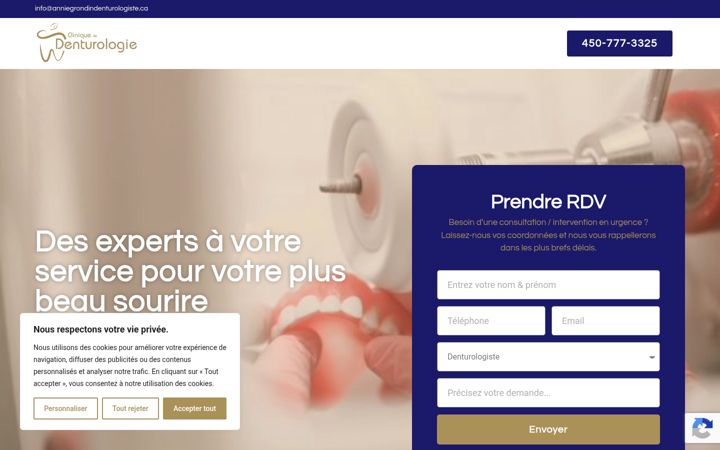 Screenshot of anniegrondindenturologiste.ca