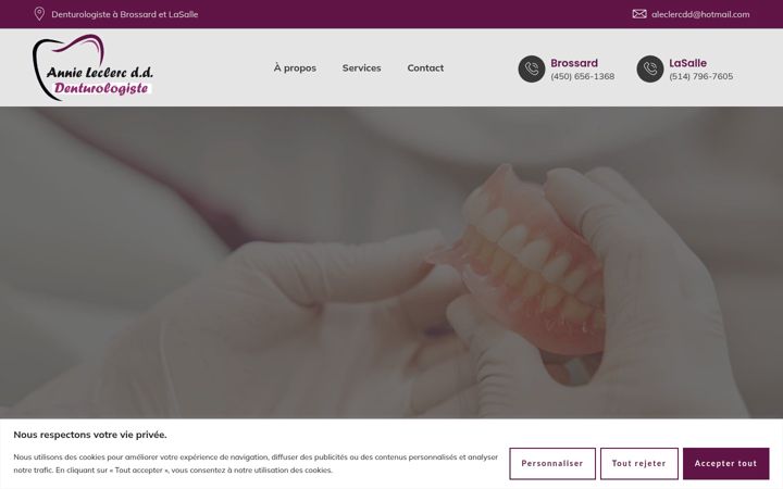 Skjermbilde av annieleclercdenturologiste.com