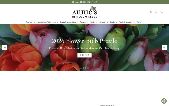 Snimka zaslona za anniesheirloomseeds.com