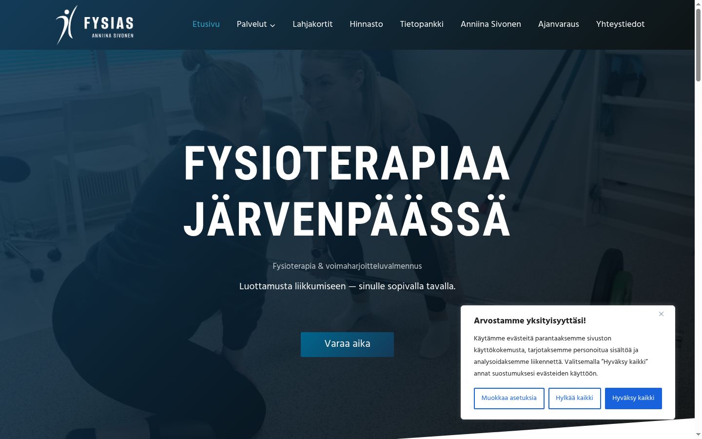 Skærmbillede af samtykkebanneret, som det blev vist før nogen interaktion