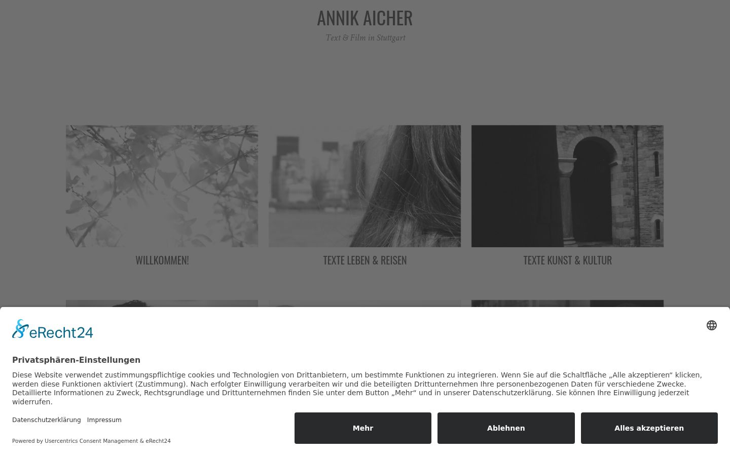 Screenshot des Einwilligungsbanners vor jeglicher Interaktion