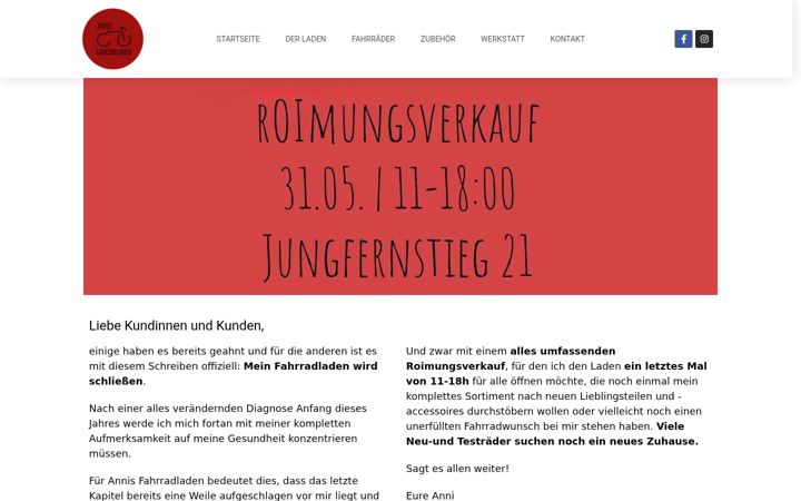 Screenshot of annis-fahrradladen.de