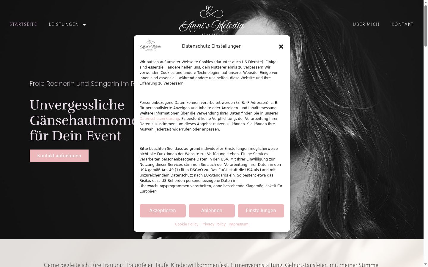 Screenshot des Einwilligungsbanners vor jeglicher Interaktion