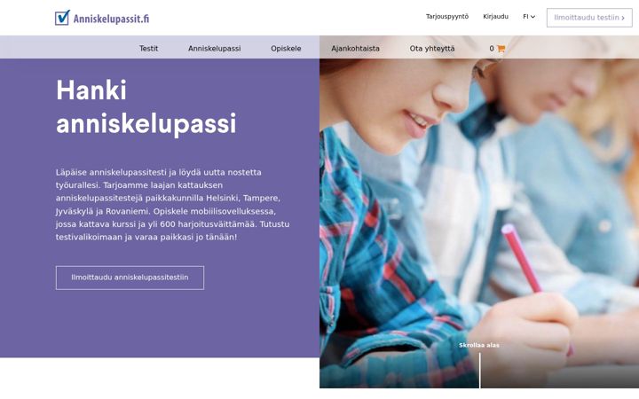 Screenshot of anniskelupassit.fi