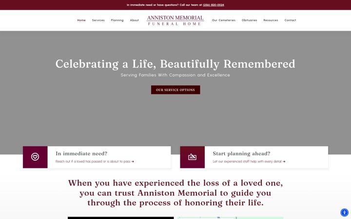 Screenshot of annistonmemorial.com
